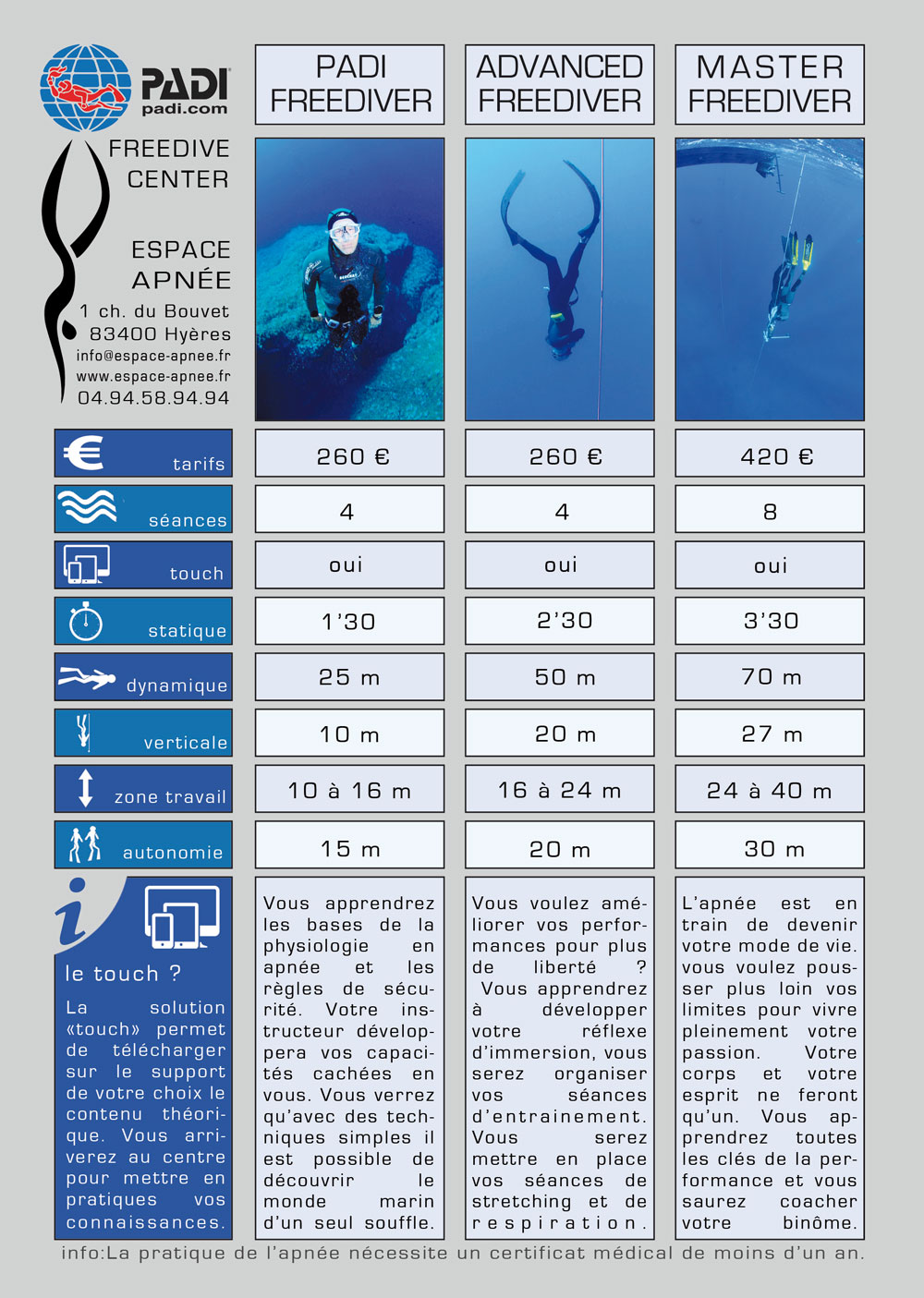 padi freedivers espace apnee web